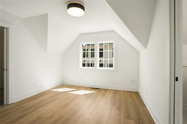 additional living space featuring wood-type flooring and lofted ceiling