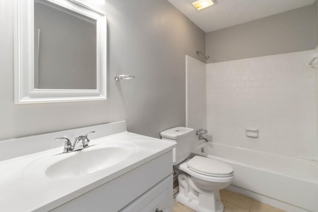 1353 Litchfield Ct, Snellville, GA 30078 - full bath featuring toilet, tub / shower combination, vanity, and tile patterned flooring