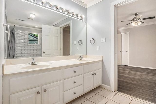 725 Bearmeat Spur, Hiawassee, GA 30546 - bathroom with a sink, tile patterned floors, and ornamental molding