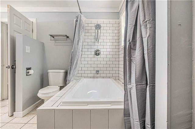 725 Bearmeat Spur, Hiawassee, GA 30546 - full bathroom with tile patterned flooring, baseboards, crown molding, and toilet
