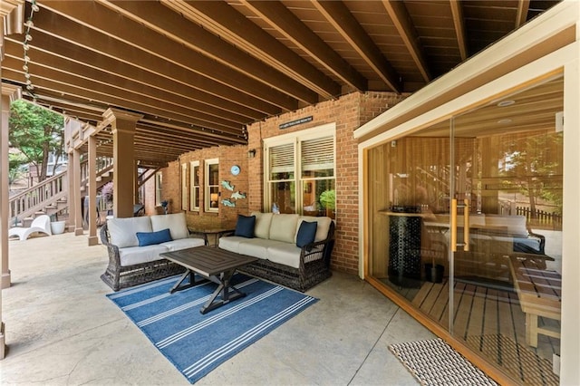3560 Greenside Ct, Dacula, GA 30019 - view of patio featuring an outdoor living space and stairs
