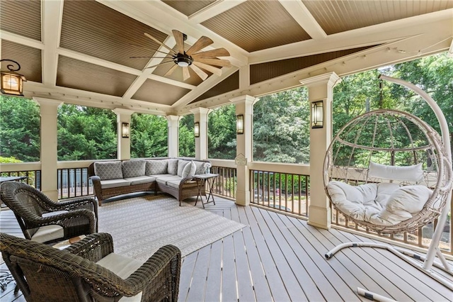 3560 Greenside Ct, Dacula, GA 30019 - deck with ceiling fan and outdoor lounge area
