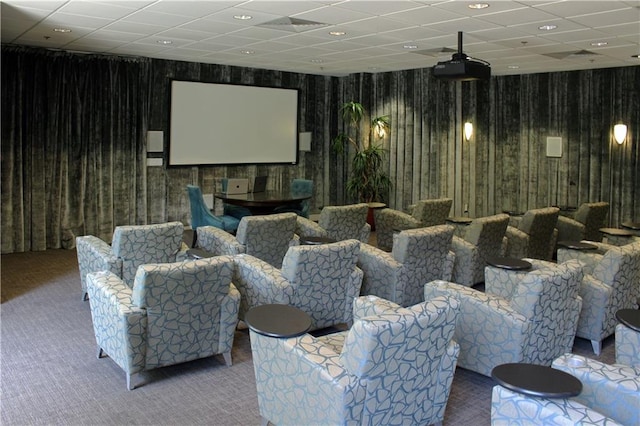 711 Cosmopolitan Dr Unit 413, Atlanta, GA 30324 - carpeted home theater room with a paneled ceiling and recessed lighting