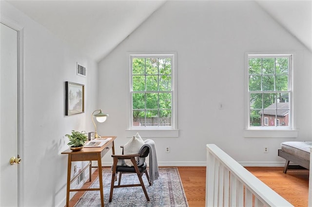 343 Josephine St NE, Atlanta, GA 30307 - office with vaulted ceiling and light wood-type flooring