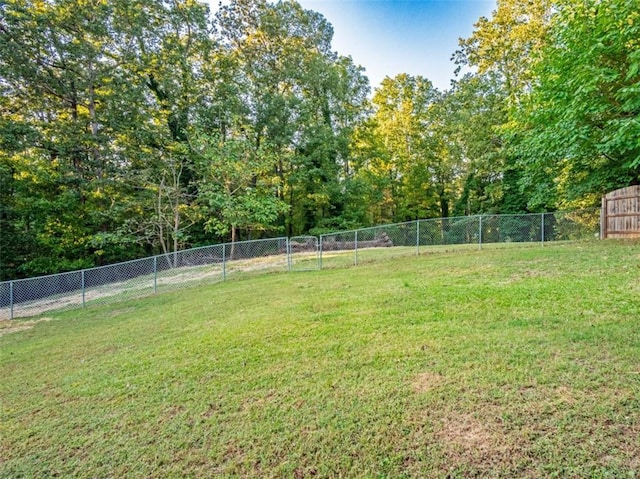 view of yard with a fenced backyard