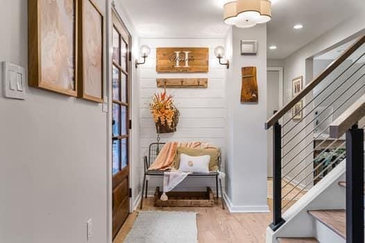 interior space with light hardwood / wood-style floors