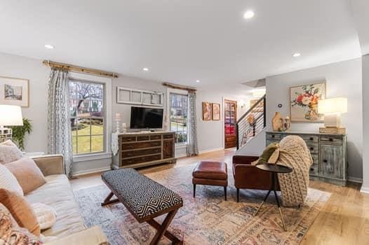 living room with light wood-type flooring