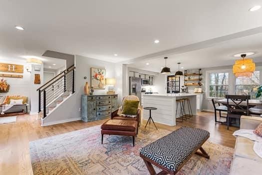 living room featuring light wood-type flooring