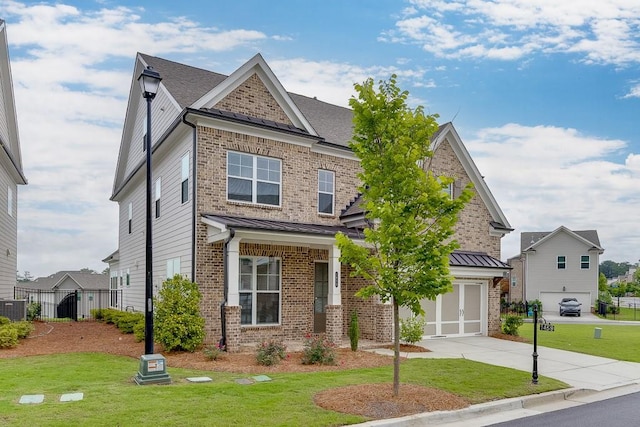 1459 Bennett Creek Ovlk, Suwanee, GA 30024 - view of front of house featuring an attached garage, brick siding, driveway, and a front yard