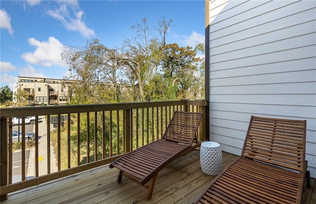 deck with a residential view