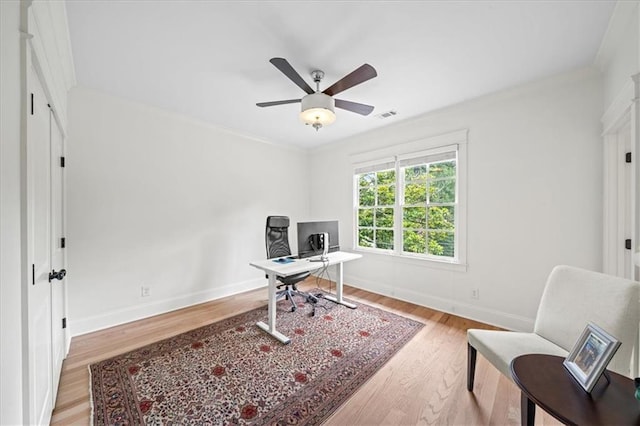 4048 Navajo Trl, Brookhaven, GA 30319 - office area with light wood finished floors, ceiling fan, and baseboards