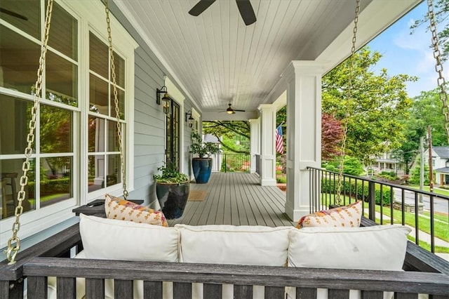 4048 Navajo Trl, Brookhaven, GA 30319 - wooden porch featuring ceiling fan
