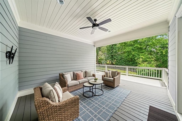 4048 Navajo Trl, Brookhaven, GA 30319 - wooden deck featuring outdoor lounge area and a ceiling fan