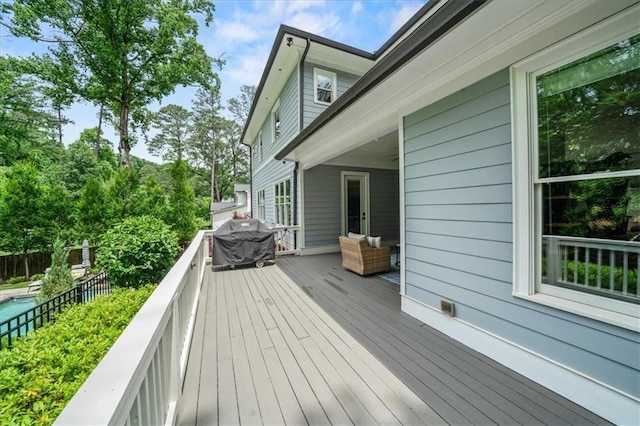 4048 Navajo Trl, Brookhaven, GA 30319 - wooden deck featuring a grill