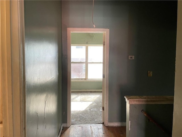 hallway featuring wood-type flooring