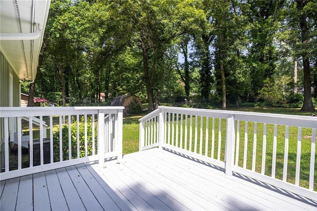 879 Rock Oak Ln, Lawrenceville, GA 30046 - deck featuring a yard and view of wooded area