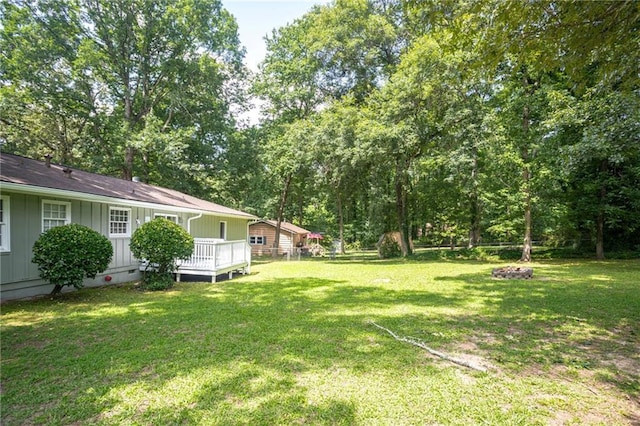 879 Rock Oak Ln, Lawrenceville, GA 30046 - view of grassy yard with a deck
