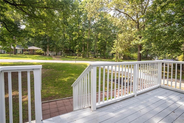 879 Rock Oak Ln, Lawrenceville, GA 30046 - wooden terrace featuring a lawn and view of scattered trees