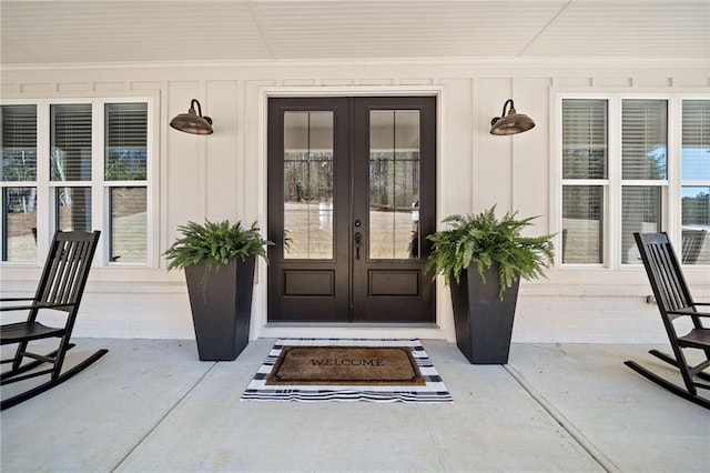 property entrance featuring french doors