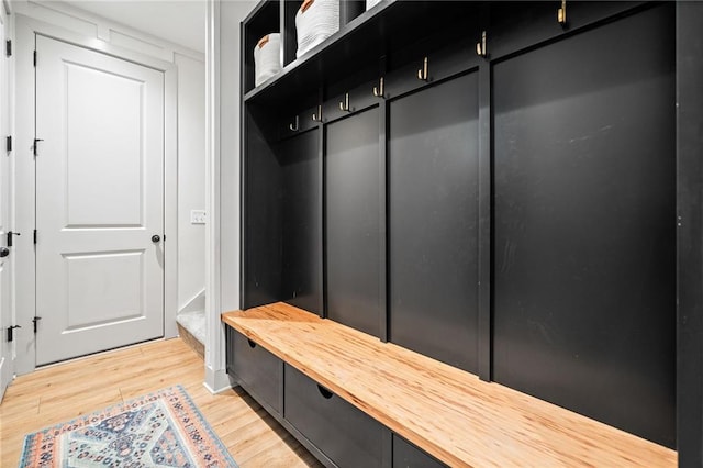 mudroom with light wood-type flooring