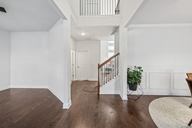 entrance foyer with dark wood-type flooring