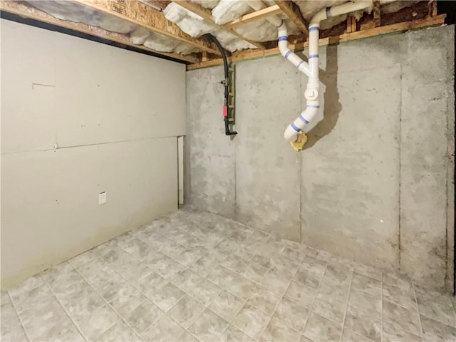 view of unfinished basement