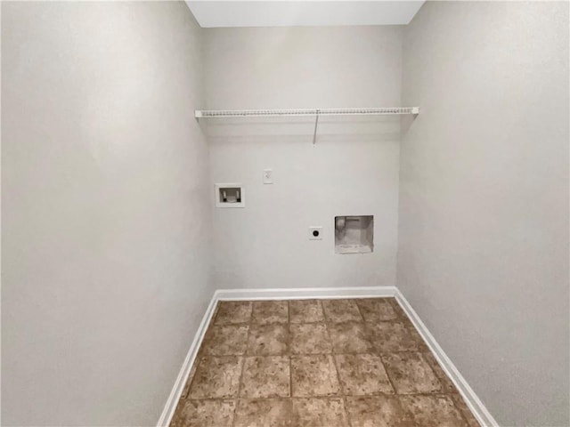 laundry room featuring laundry area, hookup for a washing machine, baseboards, and hookup for an electric dryer