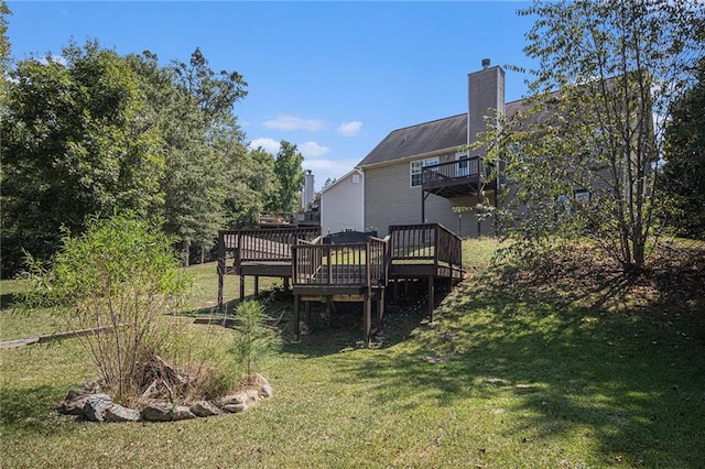 view of yard featuring a deck