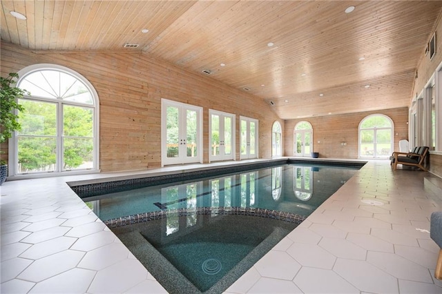 5102 Chastleton Dr, Stone Mountain, GA 30087 - view of swimming pool featuring a pool with connected hot tub and french doors