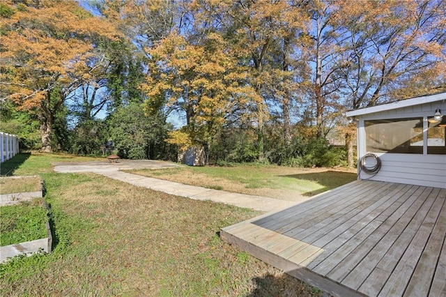 view of yard featuring a wooden deck