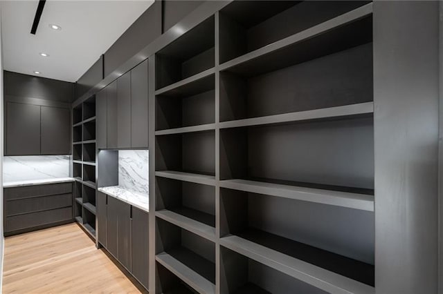 walk in closet featuring light wood-type flooring