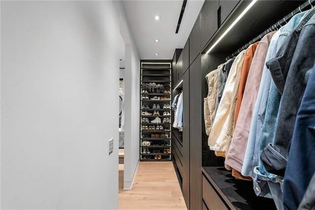 spacious closet with light wood-style flooring