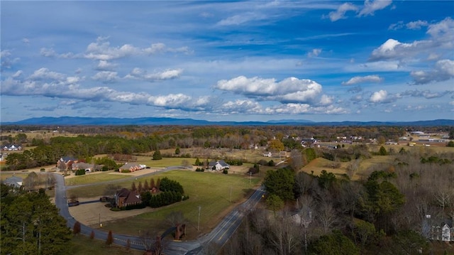 birds eye view of property featuring a mountain view