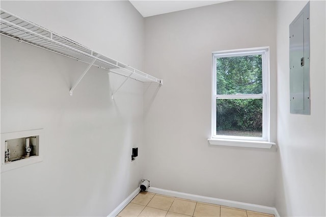 381 New Jersey Ave NW, Atlanta, GA 30314 - laundry area with electric panel, hookup for a washing machine, electric dryer hookup, and light tile patterned floors