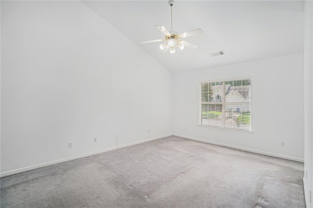 2949 Maple Walk Ct, Lawrenceville, GA 30044 - spare room with carpet floors, high vaulted ceiling, and ceiling fan