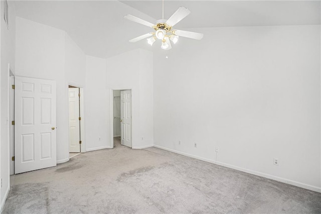 2949 Maple Walk Ct, Lawrenceville, GA 30044 - unfurnished bedroom with ceiling fan, light colored carpet, and high vaulted ceiling