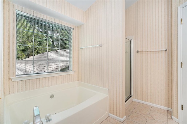 2949 Maple Walk Ct, Lawrenceville, GA 30044 - bathroom with independent shower and bath and tile patterned flooring