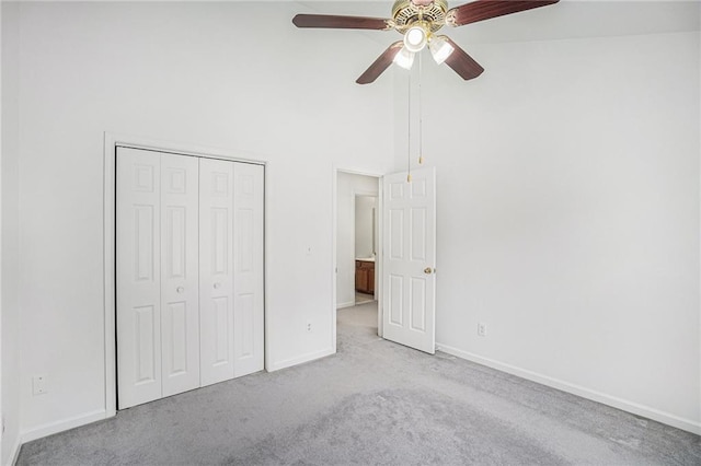 2949 Maple Walk Ct, Lawrenceville, GA 30044 - unfurnished bedroom featuring light carpet, a closet, ceiling fan, and high vaulted ceiling