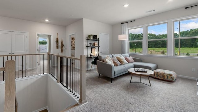 1346 Auburn Glen Rd, Dacula, GA 30019 - living area with recessed lighting, carpet, and baseboards