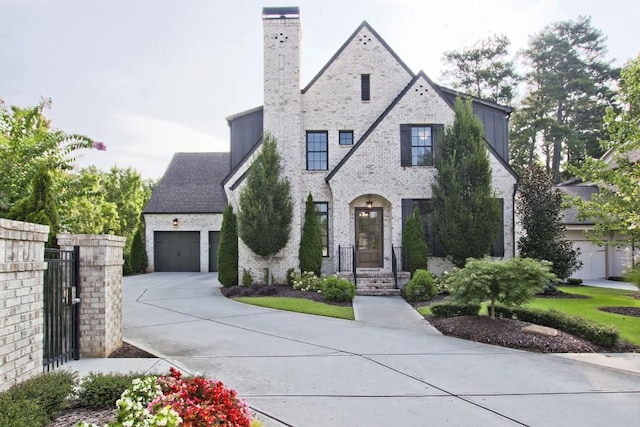 view of front of property with a garage