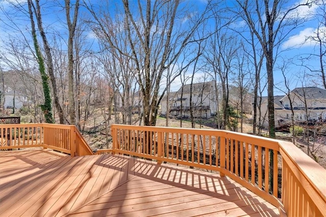 deck with a residential view