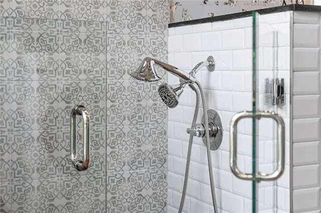 detailed view of tiled shower