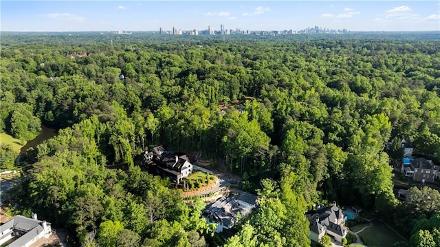 aerial overview of property's location with a forest
