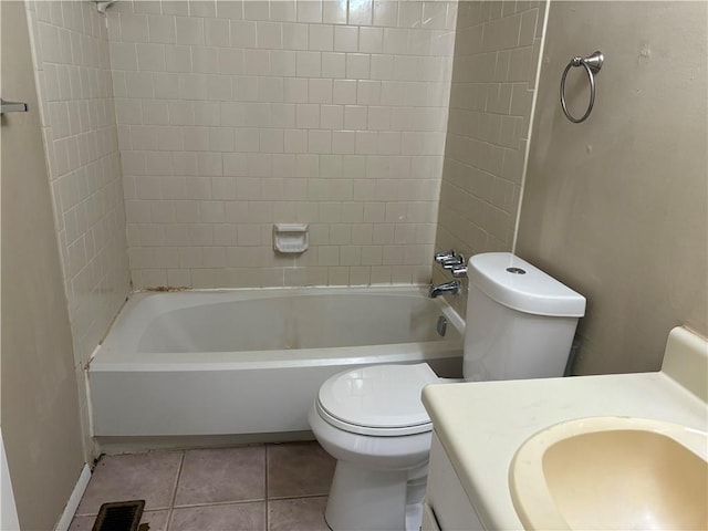 2834 Royal Path Ct, Decatur, GA 30030 - bathroom with visible vents, toilet,  shower combination, vanity, and tile patterned flooring