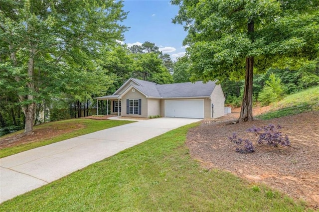 5375 Mountain View Pkwy, Lula, GA 30554 - ranch-style home with driveway, a garage, and a front lawn