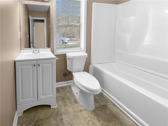 full bathroom with vanity, toilet, and shower / bath combination