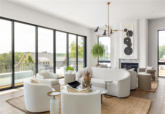 living room featuring light wood-type flooring