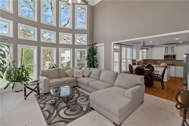 5810 Old Mill Trce, Lithonia, GA 30038 - living area featuring a high ceiling and light wood-style flooring