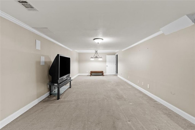 9507 Greens Mill Ct, Loganville, GA 30052 - unfurnished living room featuring crown molding, carpet, and baseboards