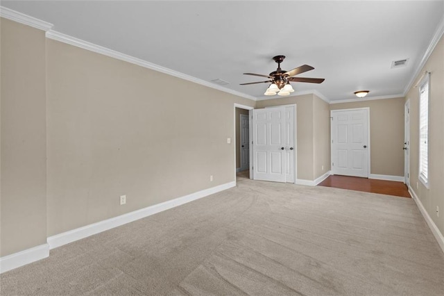 9507 Greens Mill Ct, Loganville, GA 30052 - carpeted empty room with ceiling fan, baseboards, and crown molding